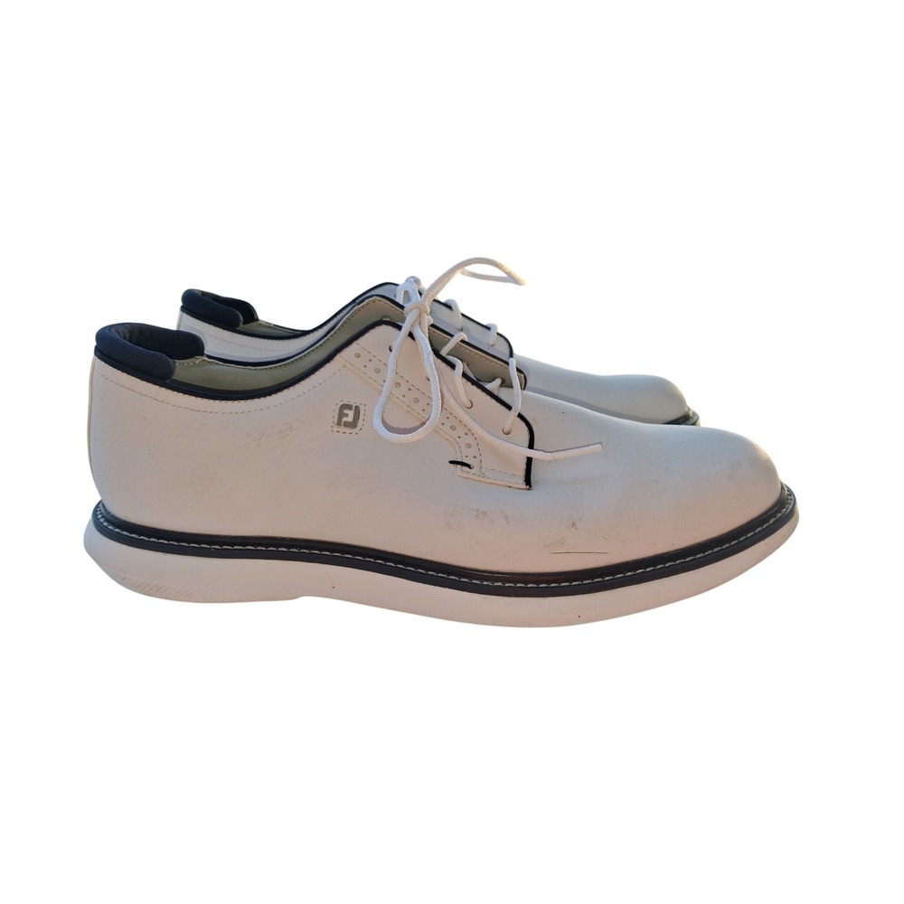 FootJoy Blucher Traditions Mens White Leather Spiked Golf Shoes 57938 Size 11 M